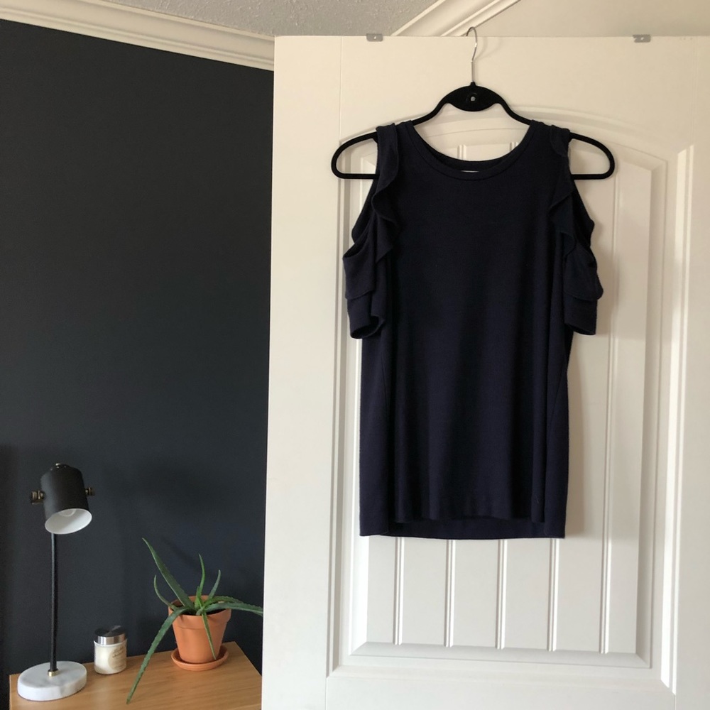 Loft Cold-Shoulder Navy Blue Top, Size S
